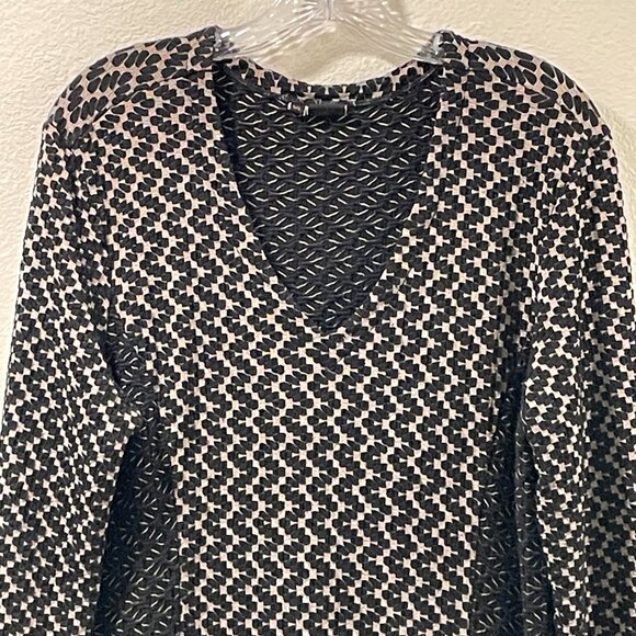 TIANELLO "Abrion" Honeycomb Texture Jersey Fit & Flare Midi Dress, Black - XL - Picture 4 of 8